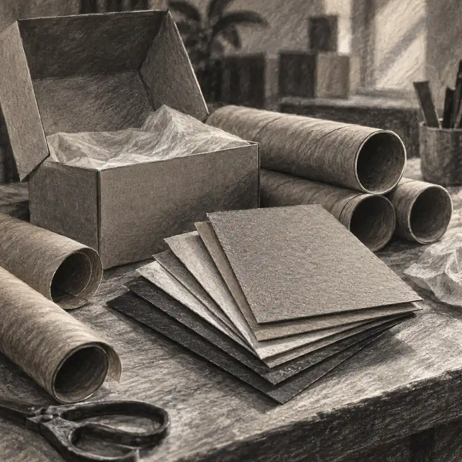 Illustration of packaging businesses equipment and workspace